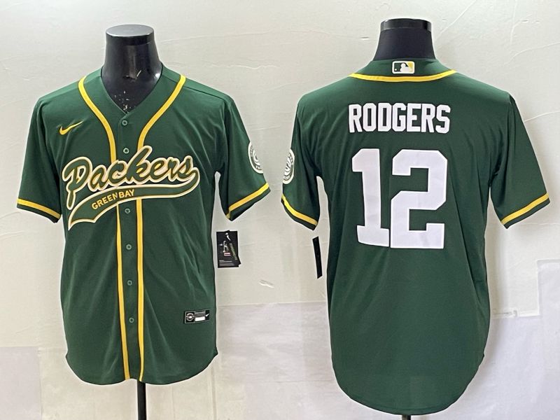 Men 2025 Green Bay Packers #12 Rodgers Green Joint Name Nike Limited NFL Jersey style 001